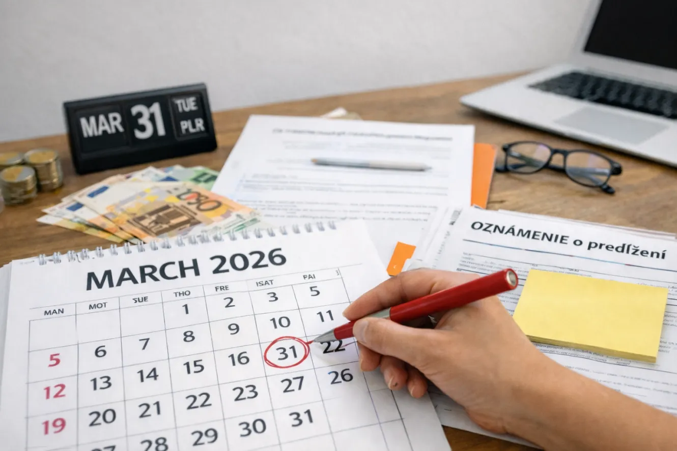 Nestíhate termín 31. marca? Návod, ako si predĺžiť lehotu a stiahnuť oznámenie (2026)